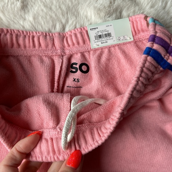 SO rainbow stripe casual sweat shorts lounge sleep Aviator Nation vibes size xs - Picture 7 of 13